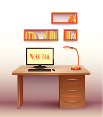 Vector illustration of workplace in office