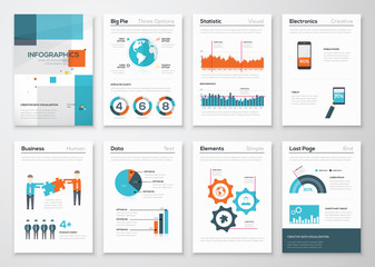 Naklejka na ściany i meble Big set of infographic elements in fresh flat business style