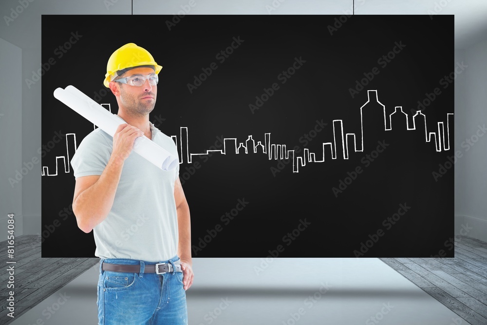 Aufkleber composite image of architect with plan