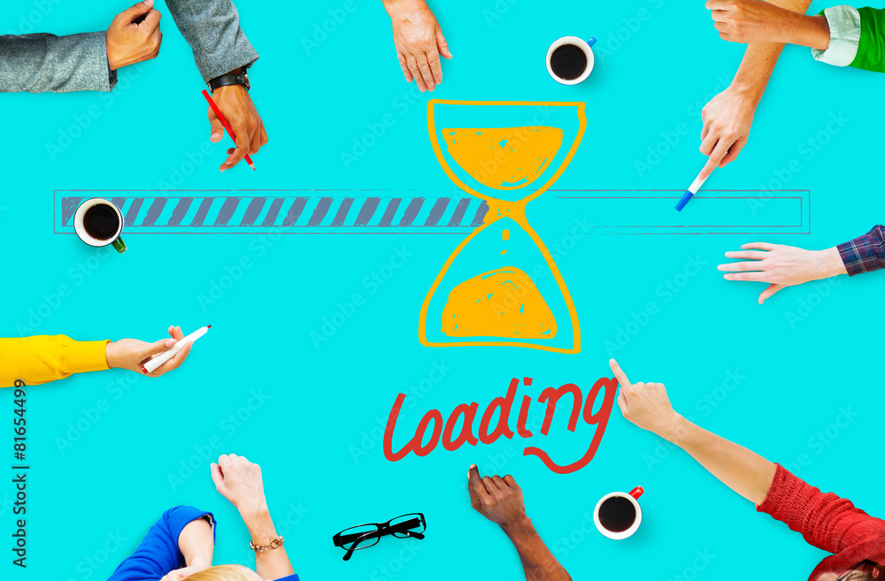Poster loading data information transfer digital internet concept