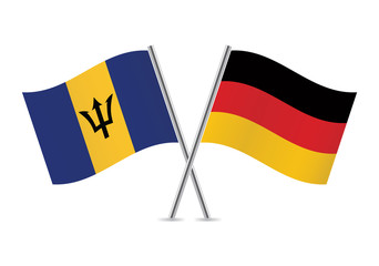 German and Barbados flags. Vector illustration.