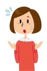 女性　焦る　驚く