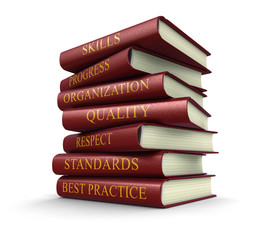 Stack of book on best practice (clipping path included)