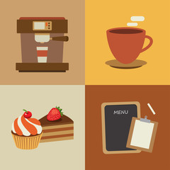 set of coffee flat design elements