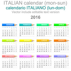 2016 Crayons Calendar Italian Version