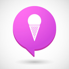 Comic balloon icon with a cone ice cream