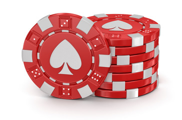 Naklejka premium chips of casino (clipping path included)