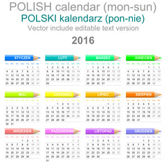 2016 Crayons Calendar Polish Version