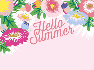 Hello Summer card with blank space. Vector design.