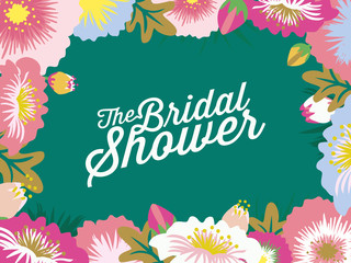 Bridal Shower invitation card on green background.