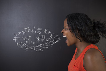 African American woman teacher swearing