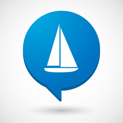 Comic balloon icon with a ship