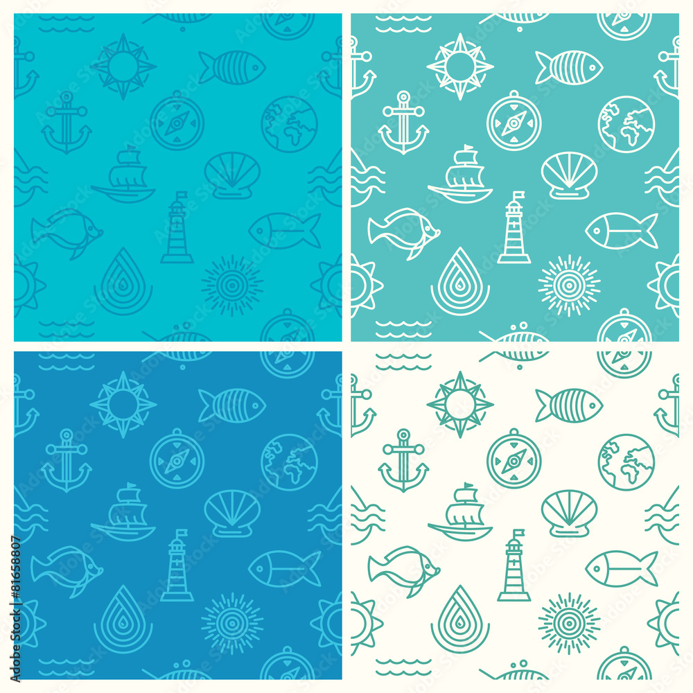 Poster Vector set of seamless patterns