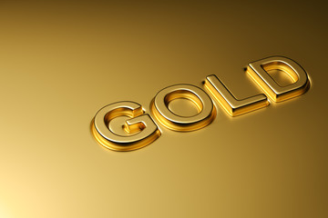 Gold word emboss on golden background