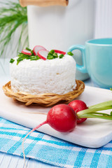 mug with milk on vintage table