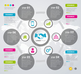 Vector Infographic design white circles with world map