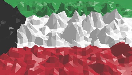 kuwait national flag on low poly surface