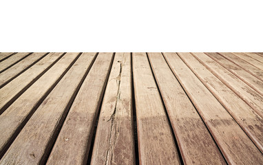 Empty wooden floor isolated on white.
