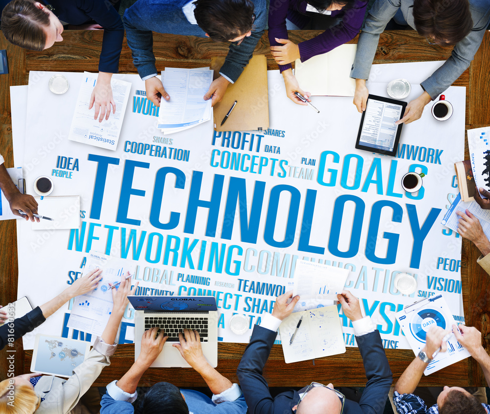 Poster technology networking connection global communication concept