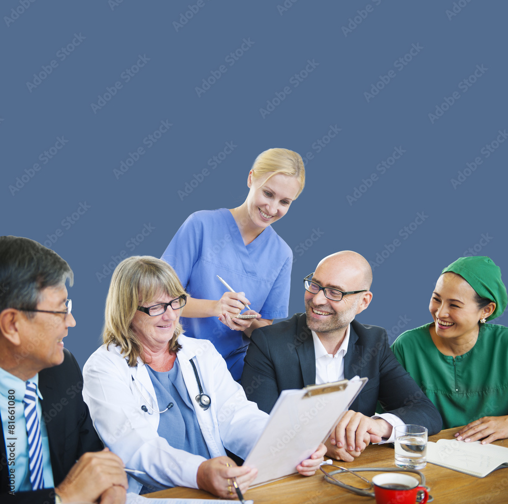 Wall mural People Doctor Discussion Meeting Smiling Concept - Wall murals