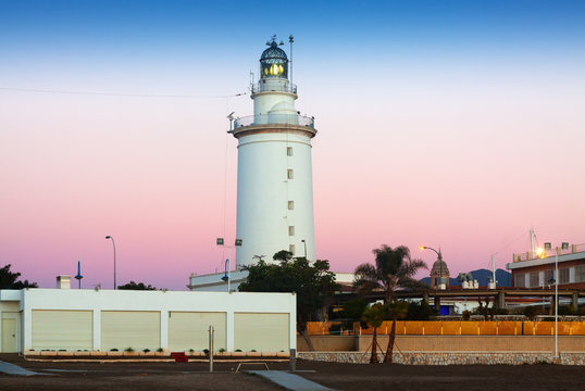 Beacon at Malaga in   morning