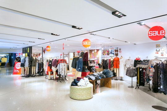 fashion clothes shopfront in shopping mall
