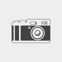 Photo camera icon. Outline on a white background
