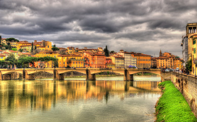 Fototapeta na wymiar Ponte alle Grazie, a bridge in Florence - Italy