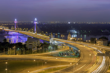Fototapeta na wymiar Mahajetsadabadin Bridge in Twilight Scene