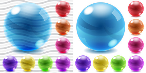 Transparent and opaque colored glass spheres