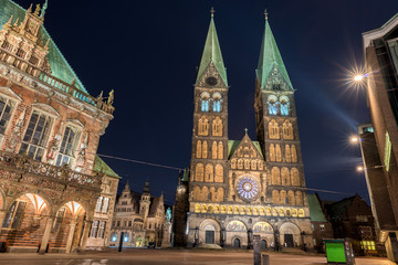 bremen old town night view