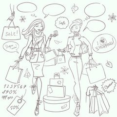 Fashion and Beauty hand drawn collection.