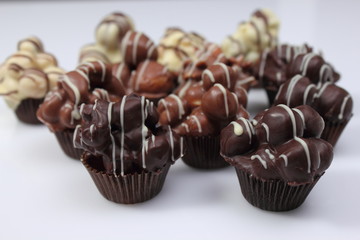 Delicious chocolate praline are tasty dessert.
