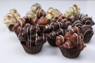 Delicious chocolate praline are tasty dessert.