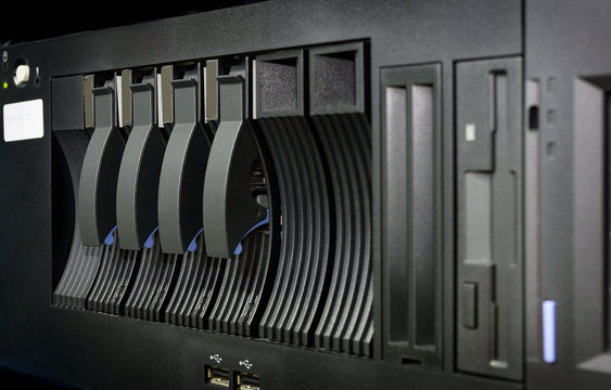 Close up curv harddisk on computer server