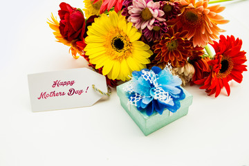 Mother's Day Concept-- Post card with colorful flowers.