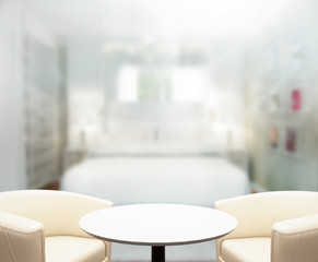 Table Top And Blur Background In Bedroom