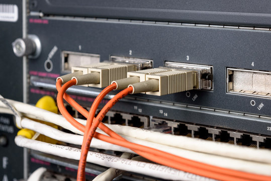Fiber optic port type GBIC on network core switch