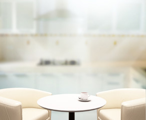 Table Top And Blur Interior Background