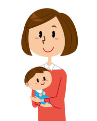 母親と赤ちゃん　笑顔