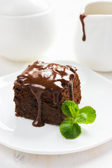 chocolate brownies on white background