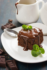 chocolate brownies on dark background