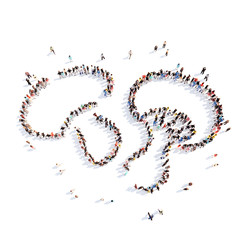 people in the form of mushrooms.