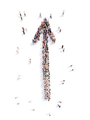 People in the form of arrows.