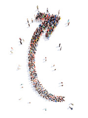 People in the form of arrows.