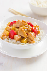 Sweet and sour chicken with rice