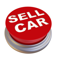 Sell car. Red button labeled - obrazy, fototapety, plakaty