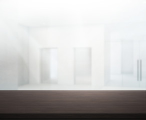 Fototapeta premium Wood Table Of Blur Background in Office