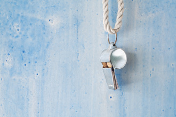 whistle of a soccer or football referee, free copy space