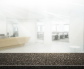 Wood Table Of Blur Background in Office